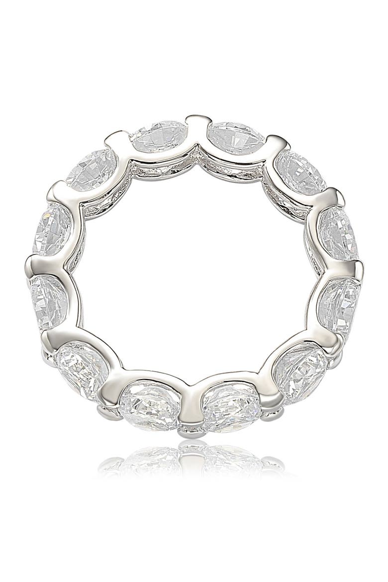 Sterling Silver CZ Round Cut Eternity Band Ring, Alternate, color, WHITE