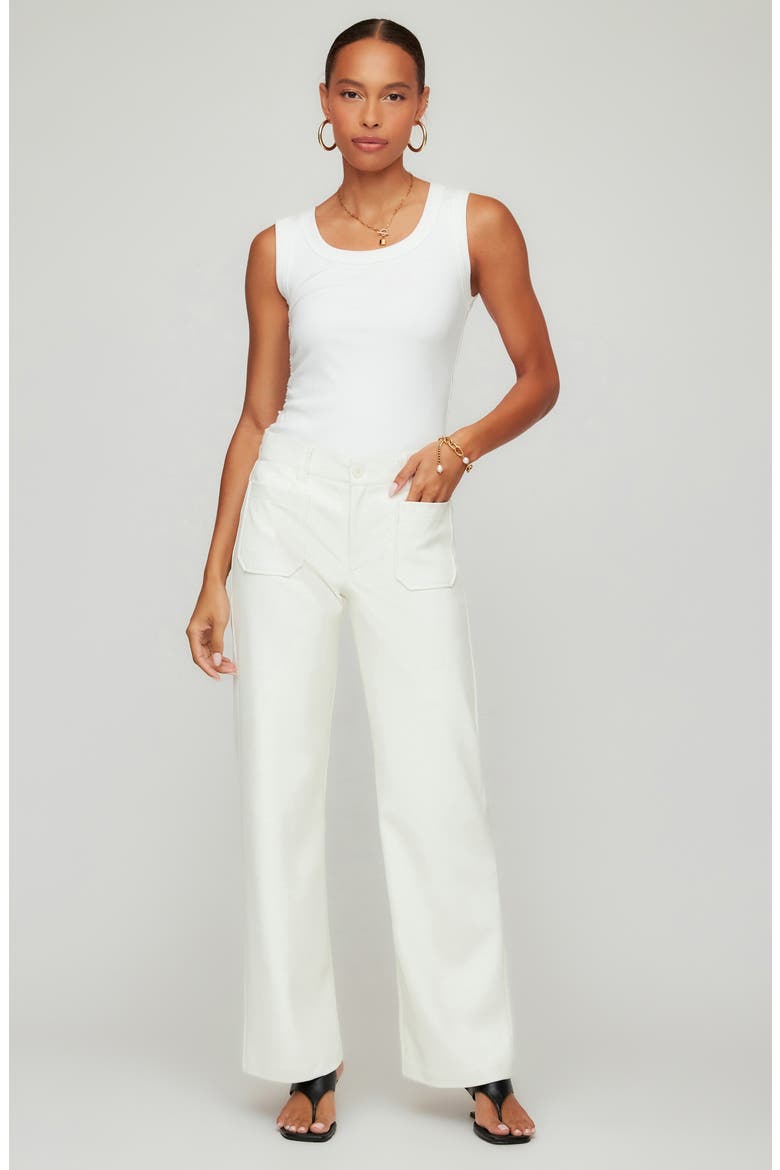 Sophia Crop Faux Leather Wide Leg Pants, Alternate, color, BONE