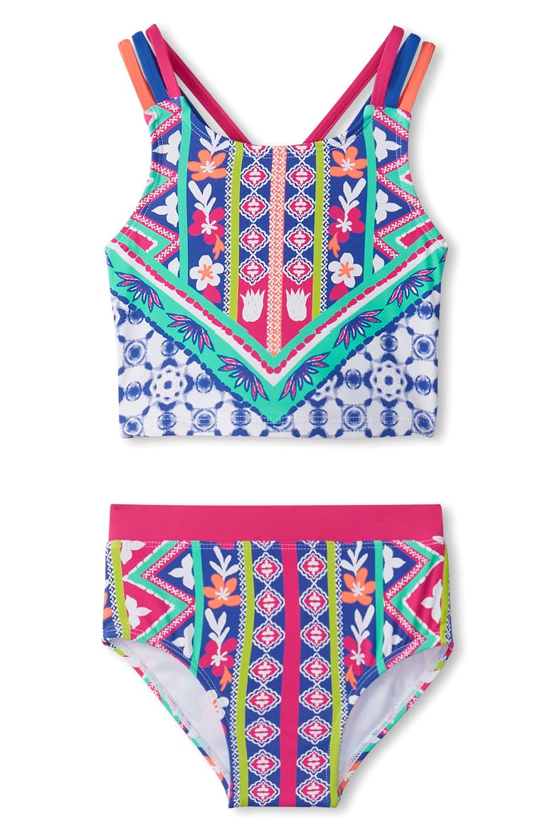 Kids' Kaleidoscope Two-Piece Swimsuit, Main, color, WHITE