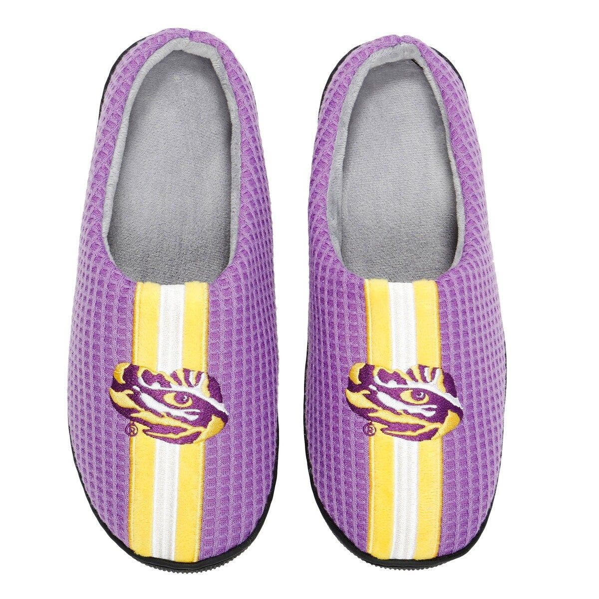 FOCO Men's FOCO Purple LSU Tigers Team Stripe Memory Foam Slide Slippers, Main, color, 