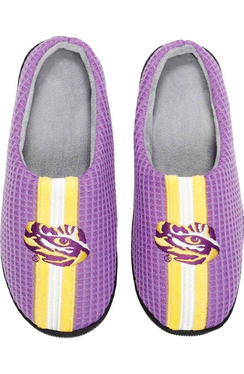 FOCO Men's FOCO Purple LSU Tigers Team Stripe Memory Foam Slide Slippers, Main, color,