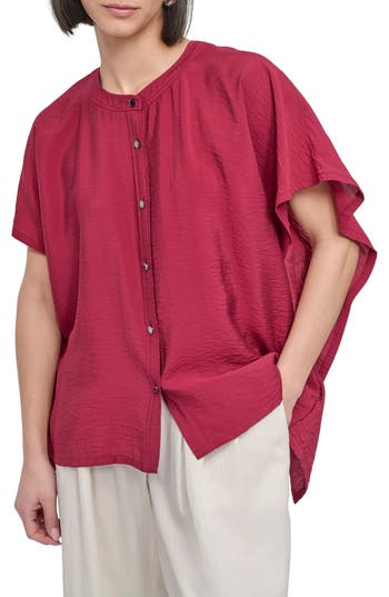 Dkny Textured Voile Button-up Shirt In Burgundy