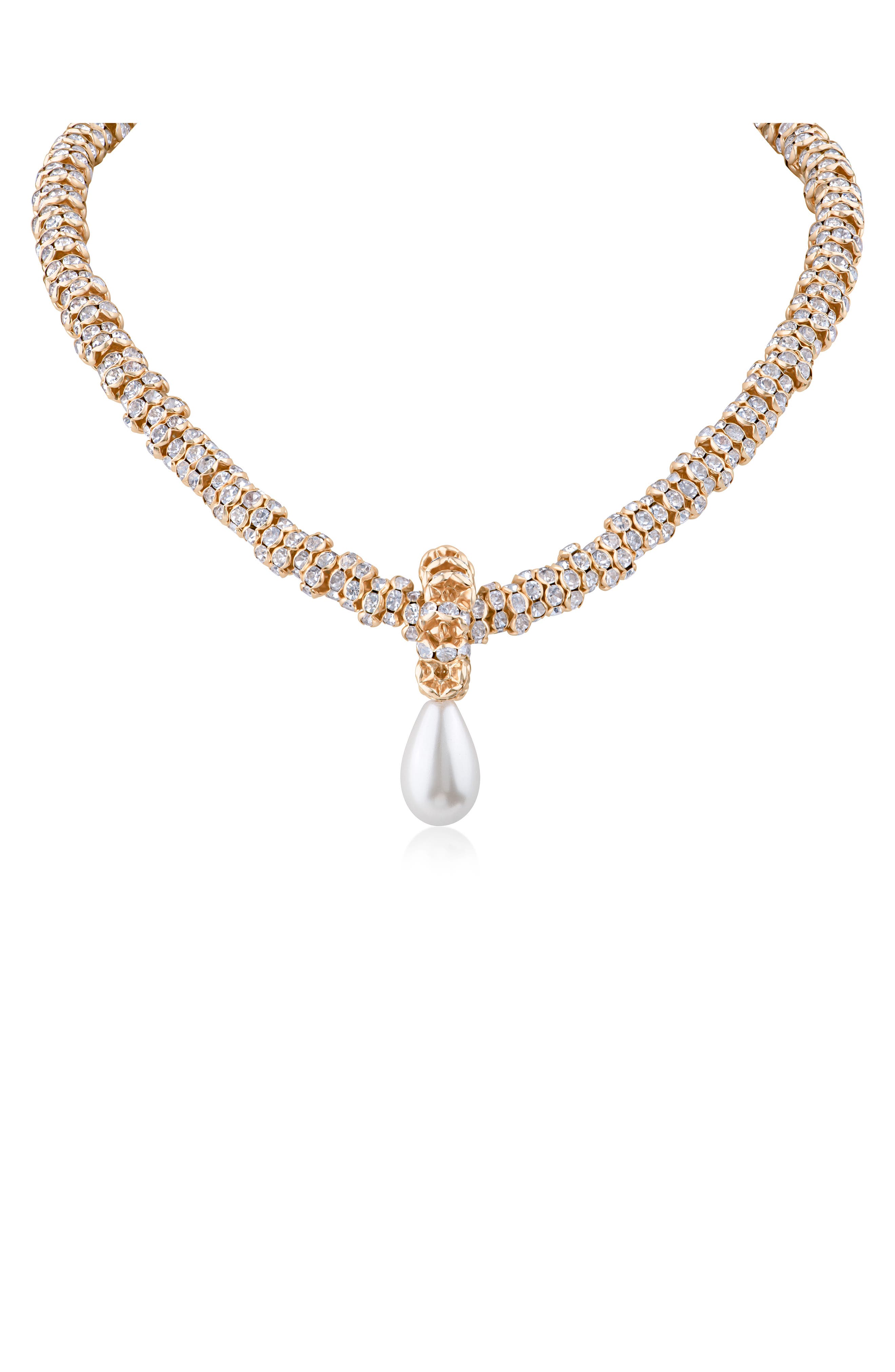 Rondelle Imitation Pearl Drop Necklace