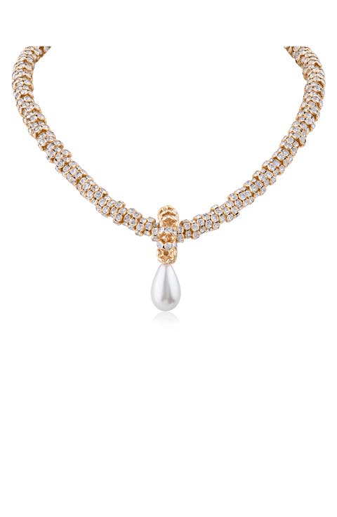 Rondelle Imitation Pearl Drop Necklace