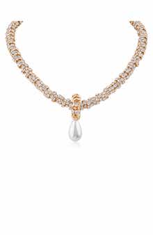 Rondelle Imitation Pearl Drop Necklace