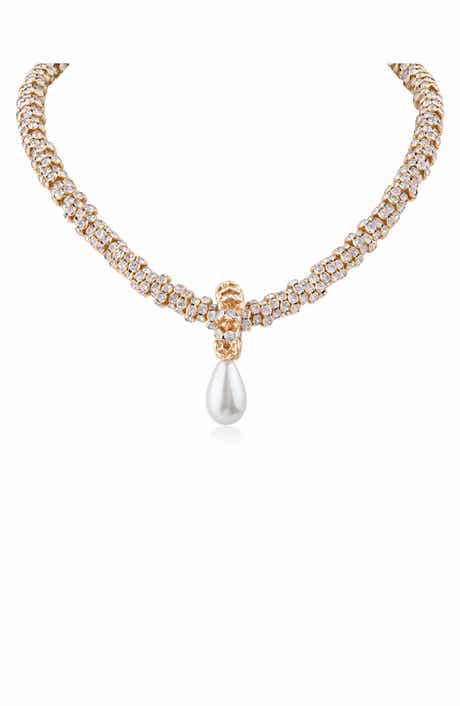 Rondelle Imitation Pearl Drop Necklace