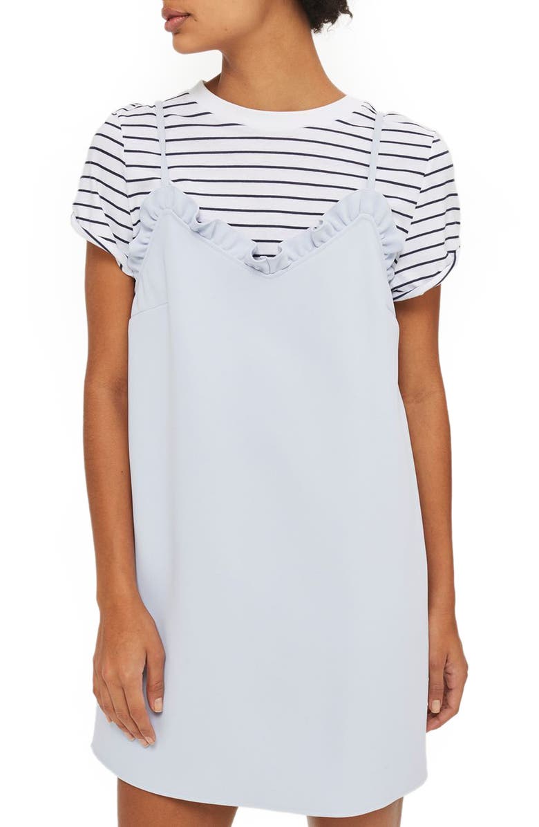 Topshop Ruffle Trim Shift Minidress, Main, color, 