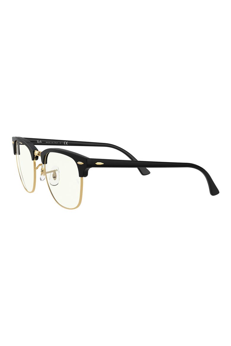 49mm Clubmaster Blue Light Blocking Everglasses, Alternate, color, BLACK