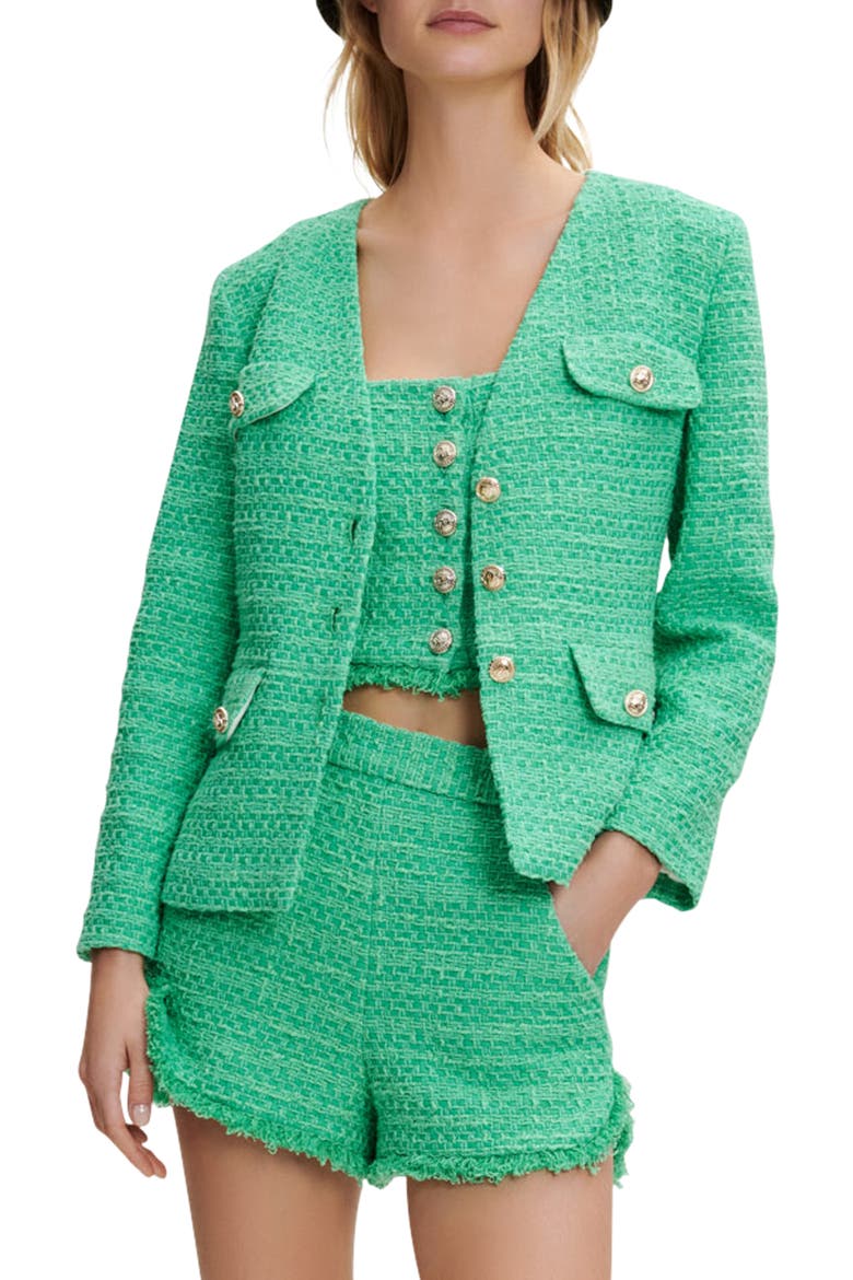 Vivete Tweed Blazer, Main, color, GREEN