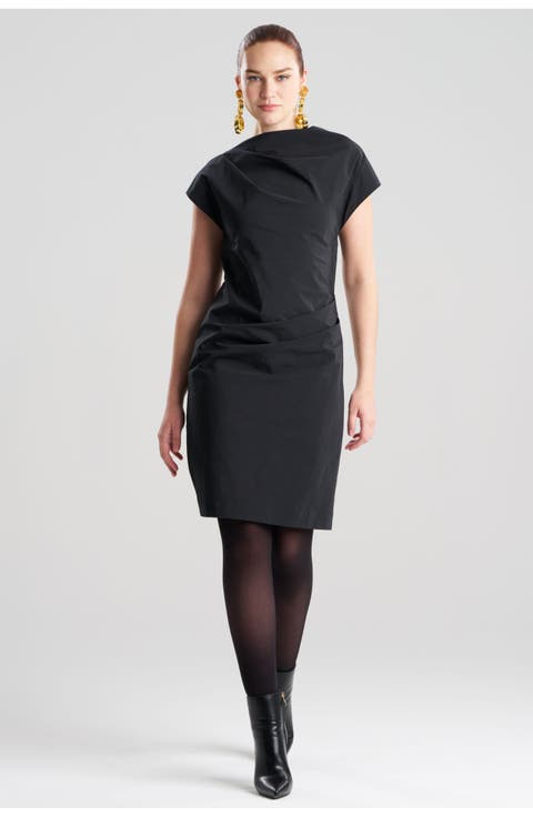 Taffeta Asymmetric Draped Dress