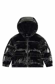 Sam Edelman Kids' Shimmer Cargo Pocket Faux Shearling Hooded Puffer Jacket