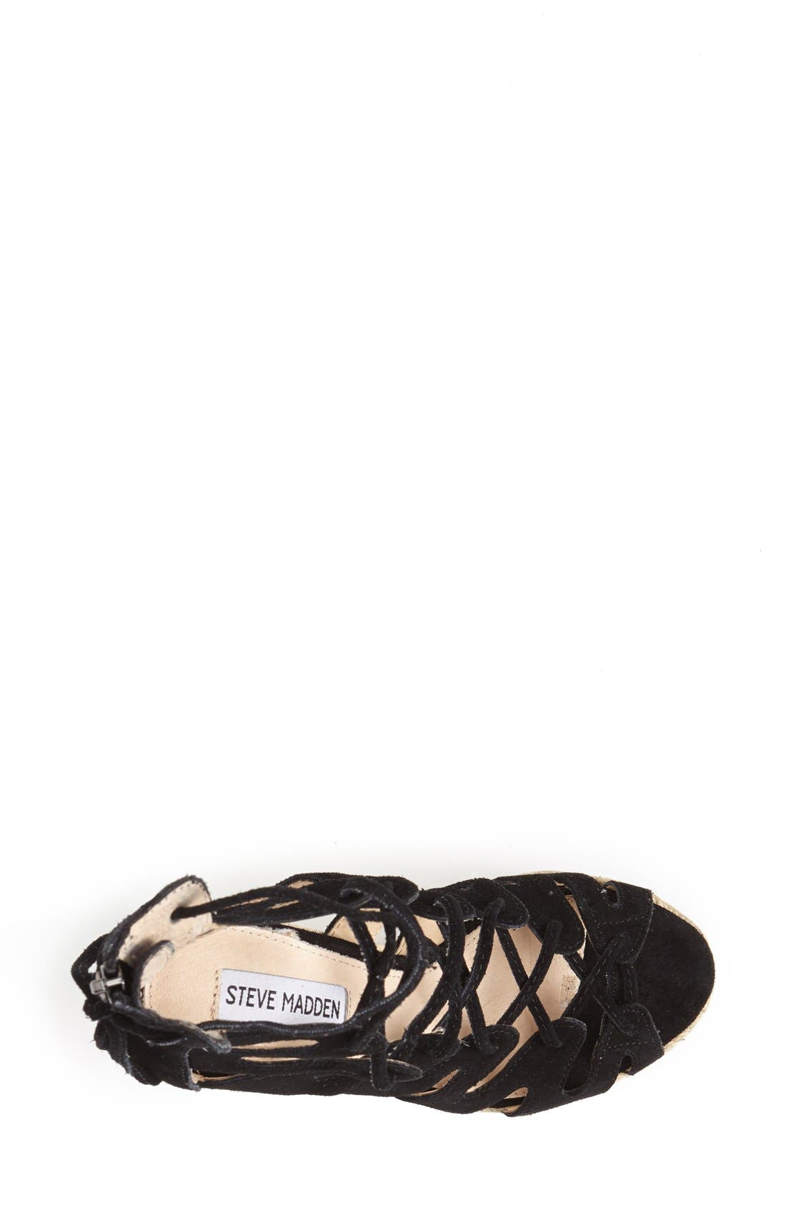'Theea' Caged Wedge Sandal, Alternate, color, BLACK SUEDE