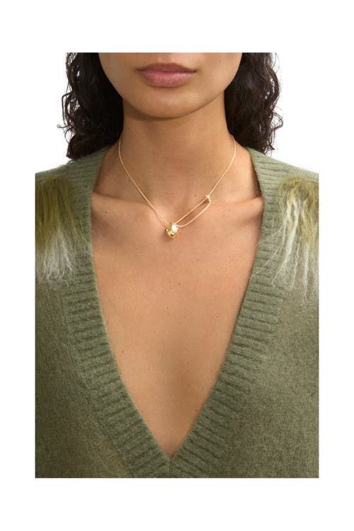 Burberry Shield Pendant Necklace In Gold/black/clear
