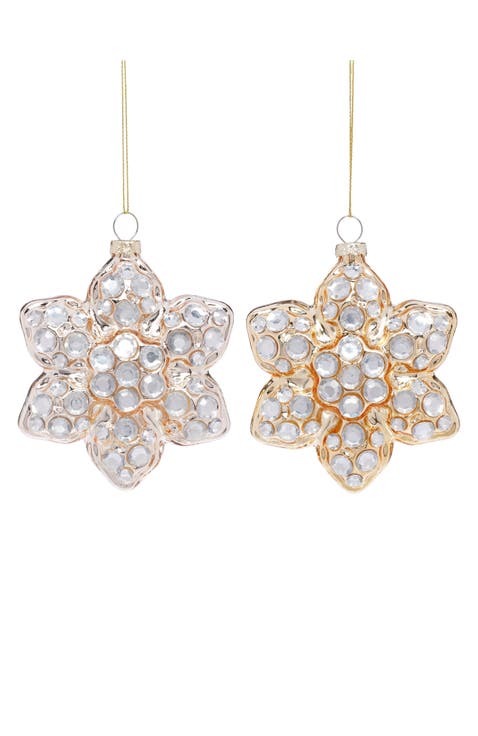Crystal Star Flower Ornament, Set of 6