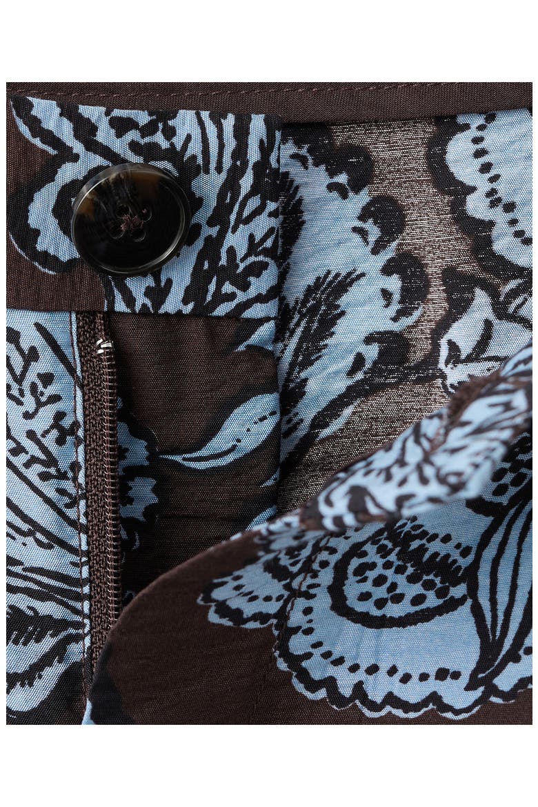 Pleated Floral Shorts, Alternate, color, BROWN