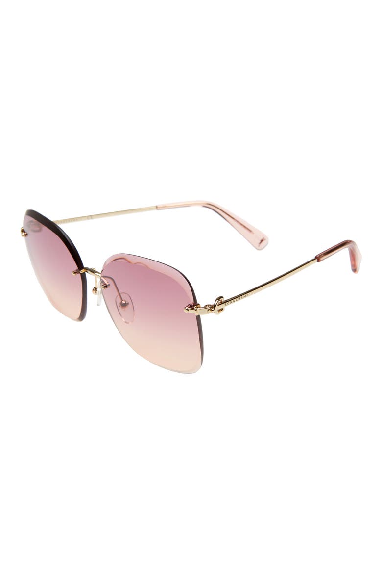 Amazone 60mm Gradient Rimless Round Sunglasses, Alternate, color, GOLD/ WINE