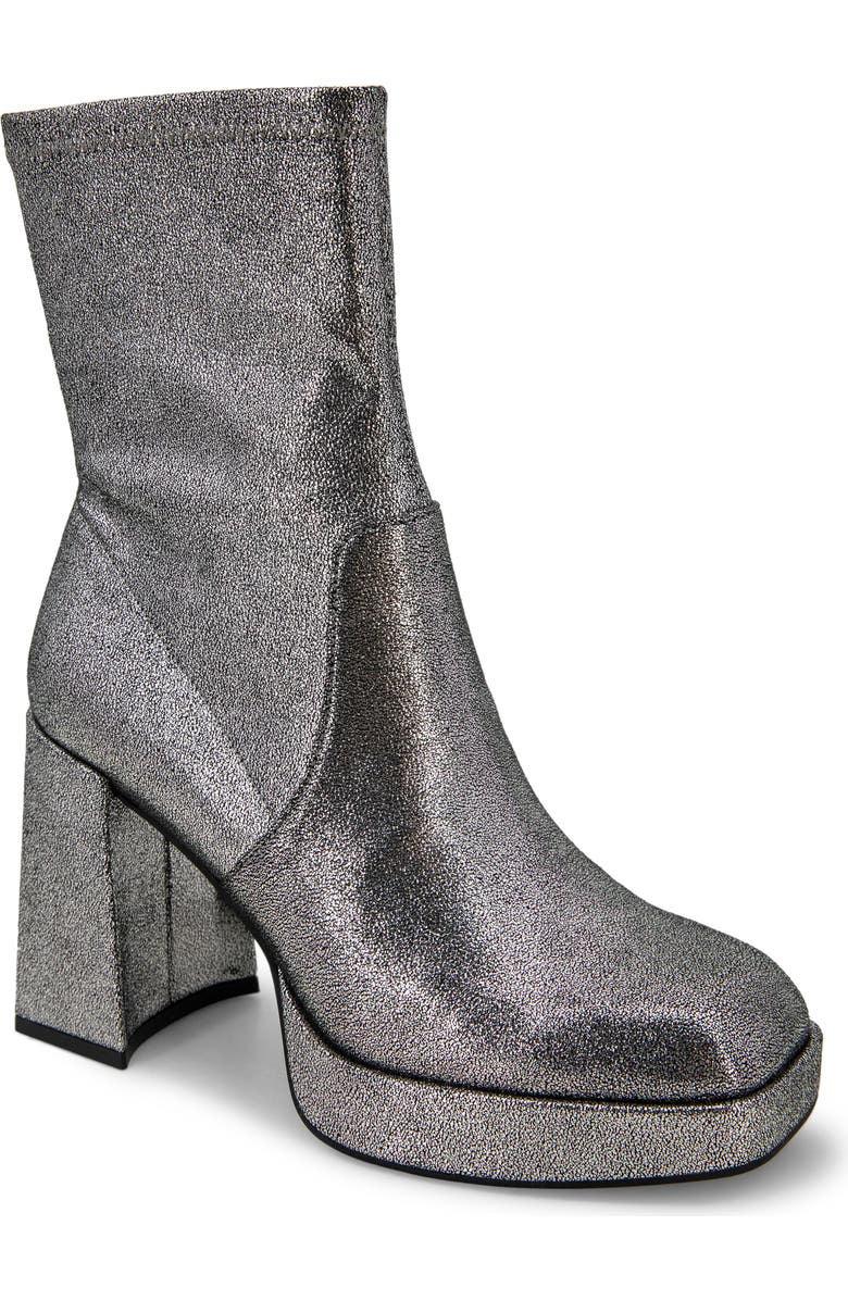 Kenneth Cole Block Heel Stretch Bootie, Main, color, Pewter