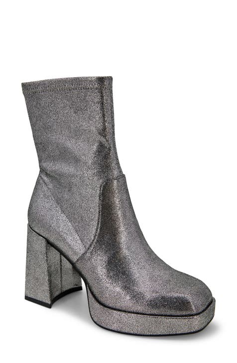 Gray heeled booties hotsell