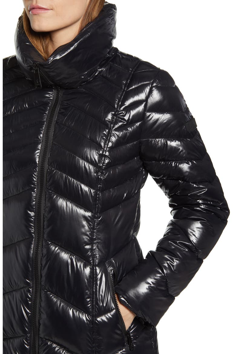 Chevron Puffer Jacket, Alternate, color, BLACK