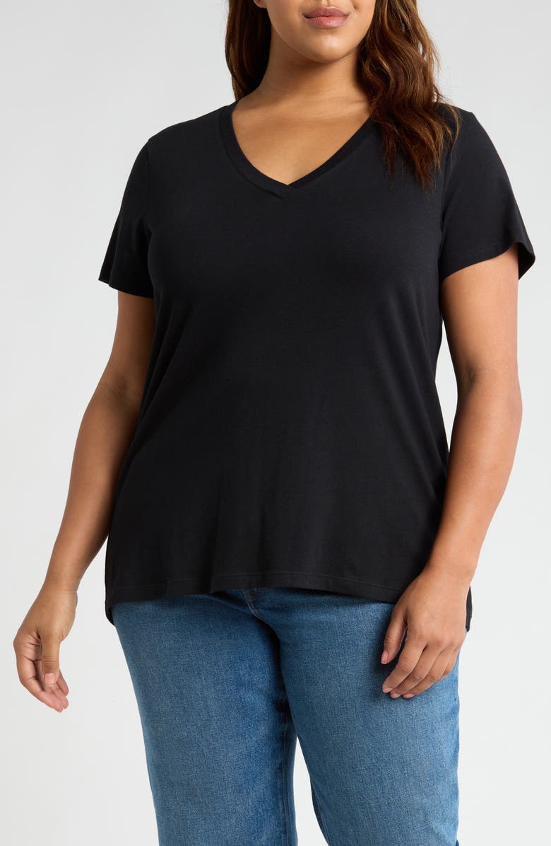 Caslon<sup>®</sup> V-Neck Cotton Blend T-Shirt, Main, color, 