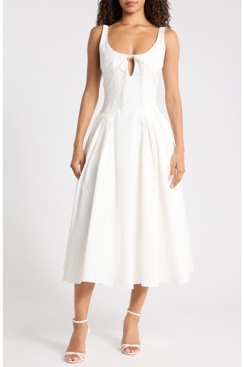 white keyhole dress Alissea Linen Blend Mini this halter mini features a softly gathered bust with a subtle keyhole detail for a touch of playful allure Lady Black Tie - Madigan