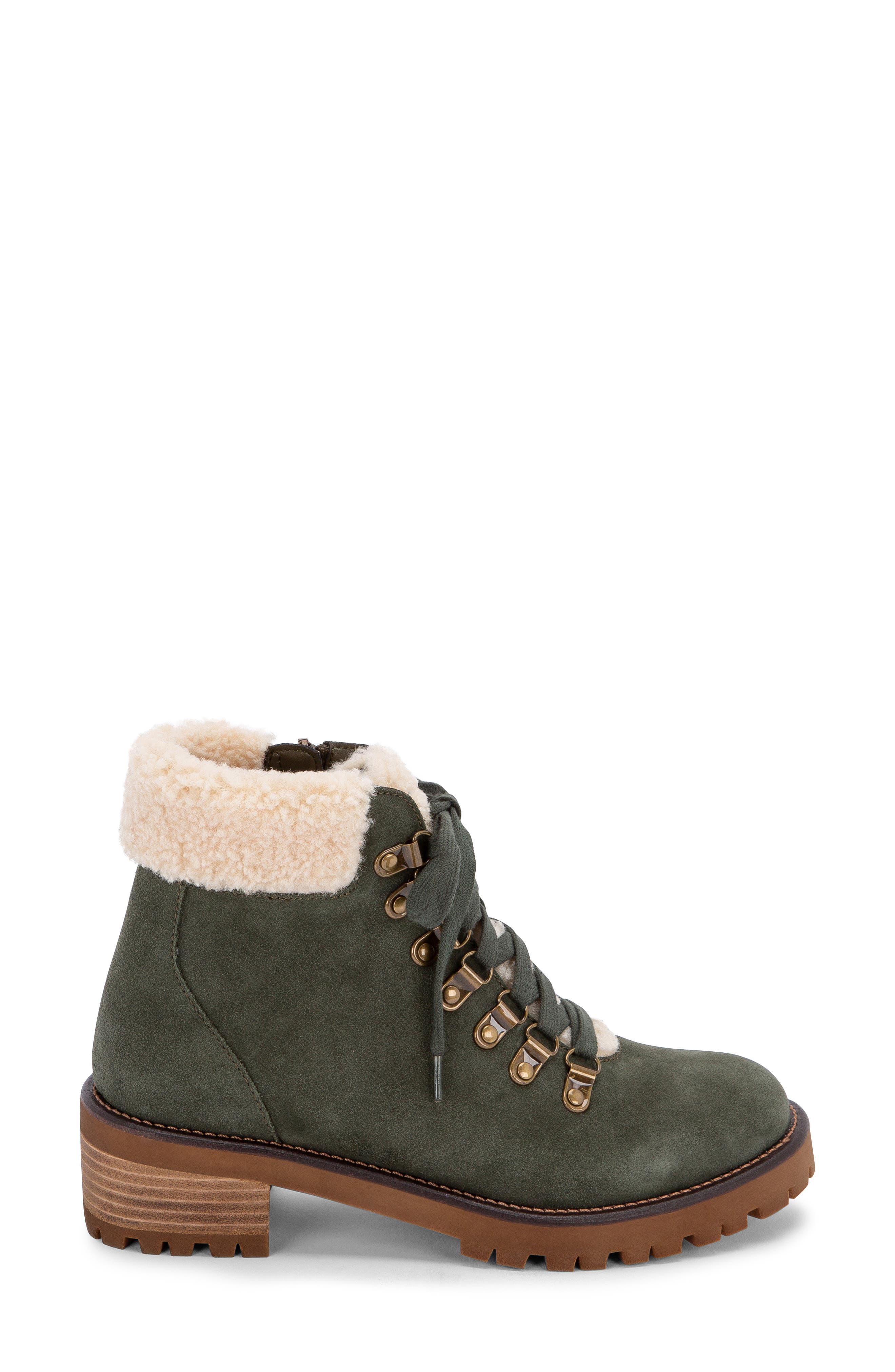 Melissa Faux Shearling Cuff Waterproof Boot, Alternate, color, OLIVE SUEDE