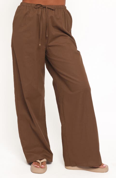 Ember Wide Leg Cotton & Linen Drawstring Pants
