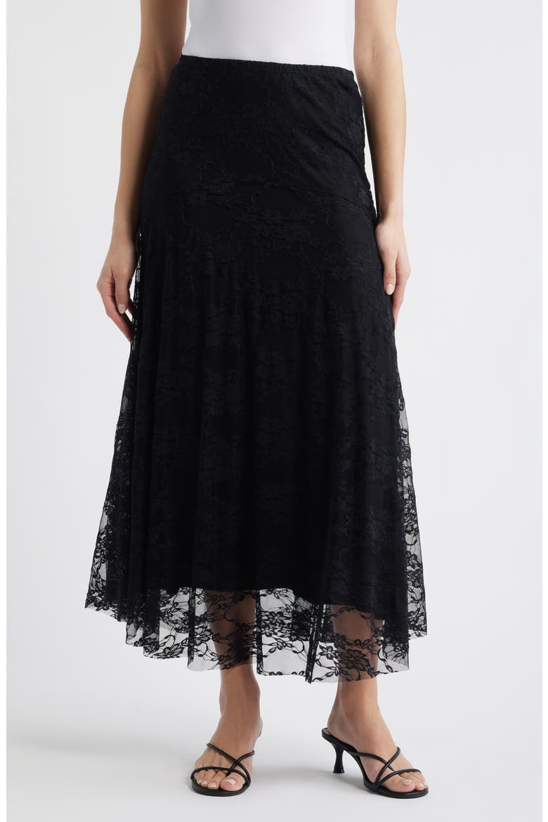 Lace Maxi Skirt, Main, color, BLACK