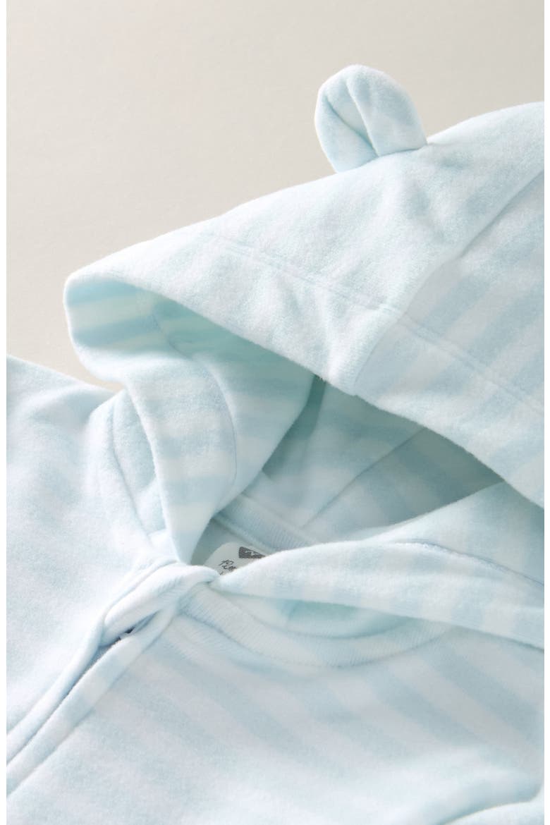 Stripe Hooded Long Sleeve Romper, Alternate, color, BLUE FADE SHEA STRIPE