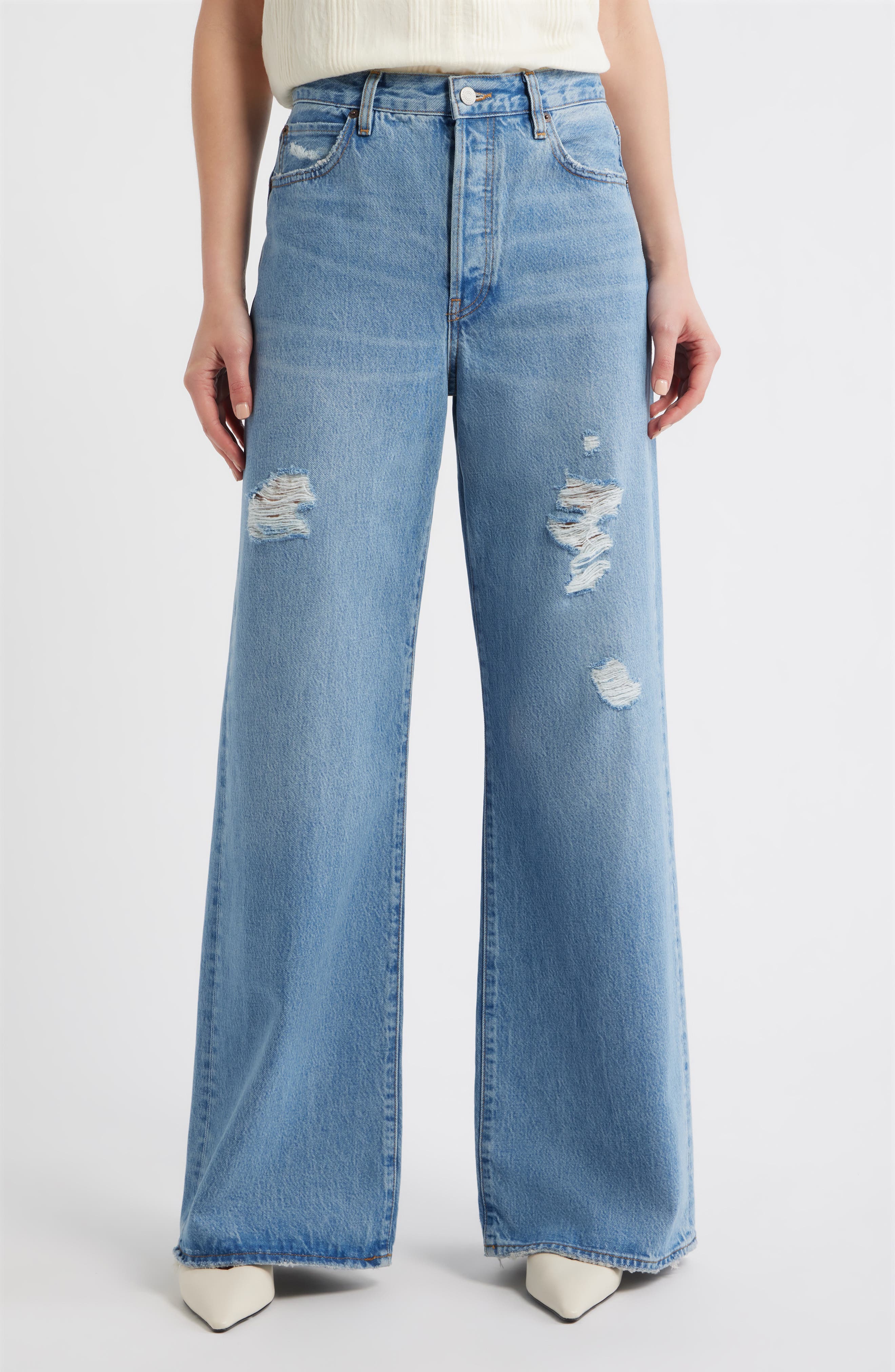 The Loose Ripped Wide Leg Jeans (Women) | Nordstrom