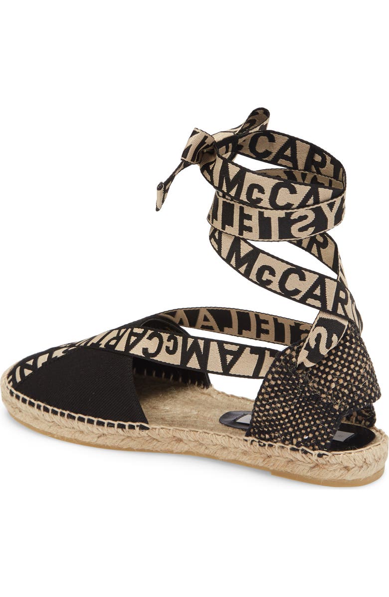 Stella McCartney Gaia Logo Ankle Wrap Espadrille Flat, Alternate, color,
