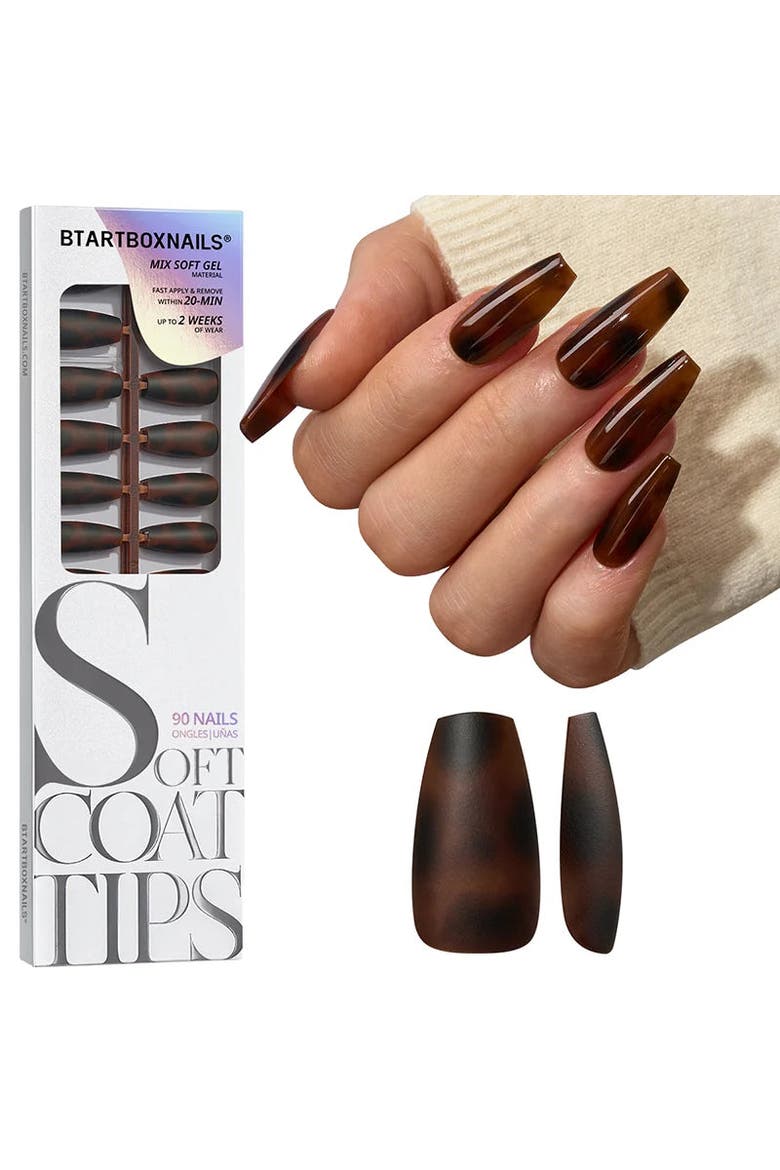 Soft Gel Nail Tips SOFTCOATTIPS Tortoiseshell Collection, Main, color, Medium Coffin