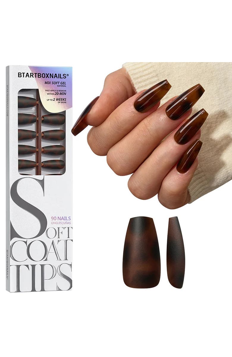 Btartboxnails Soft Gel Nail Tips SOFTCOATTIPS Tortoiseshell Collection, Main, color, Medium Coffin