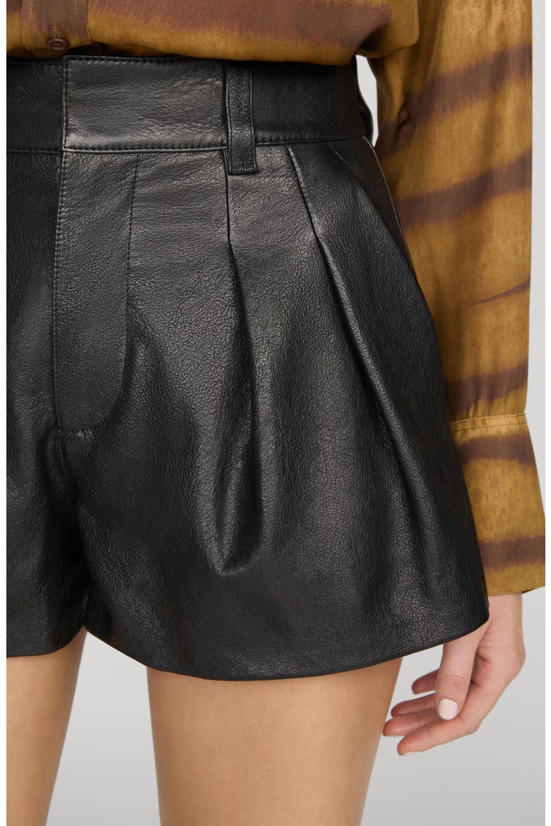 The Structural Leather Shorts, Alternate, color, BLACK