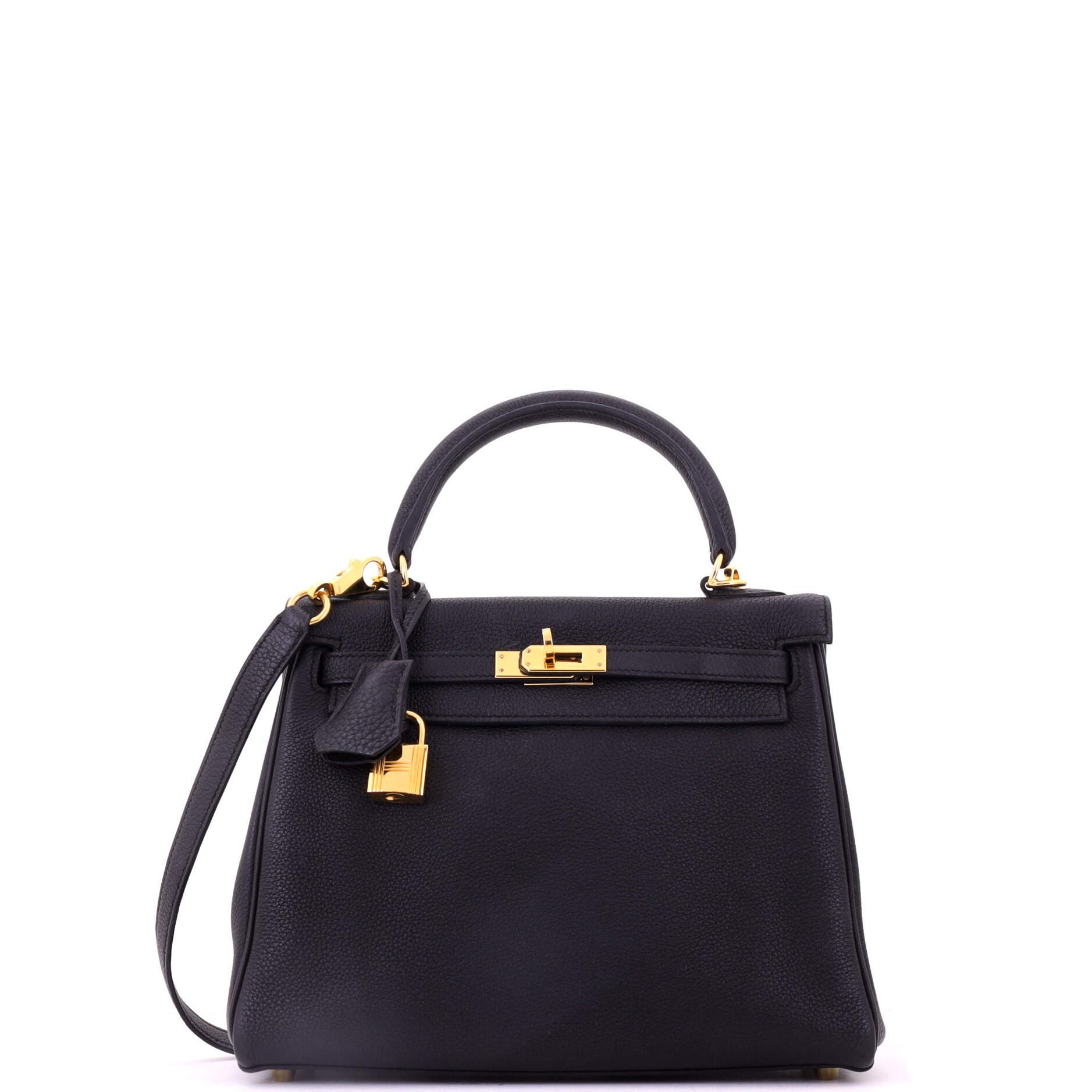 Kelly Handbag Black Togo with Gold Hardware 25, Main, color, Black