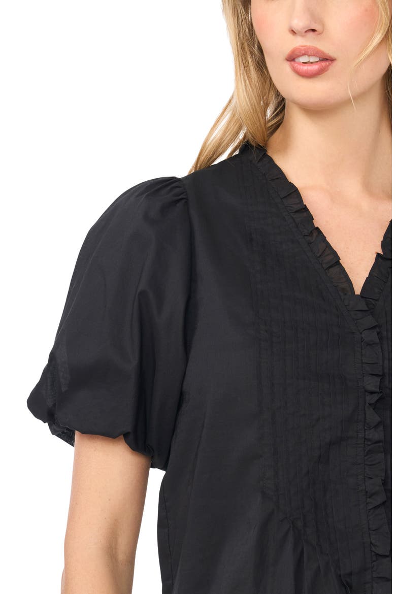 Pintuck Detail Cotton Voile Top, Alternate, color, RICH BLACK