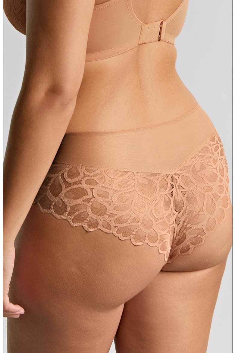 Allure Lace Cheeky Briefs, Alternate, color, HONEY