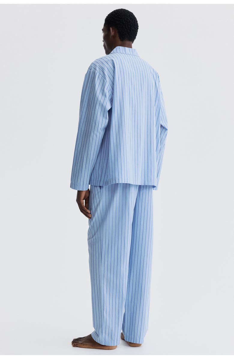 H&M Poplin Pyjama Shirt And Bottoms, Alternate, color, Light Blue/Striped