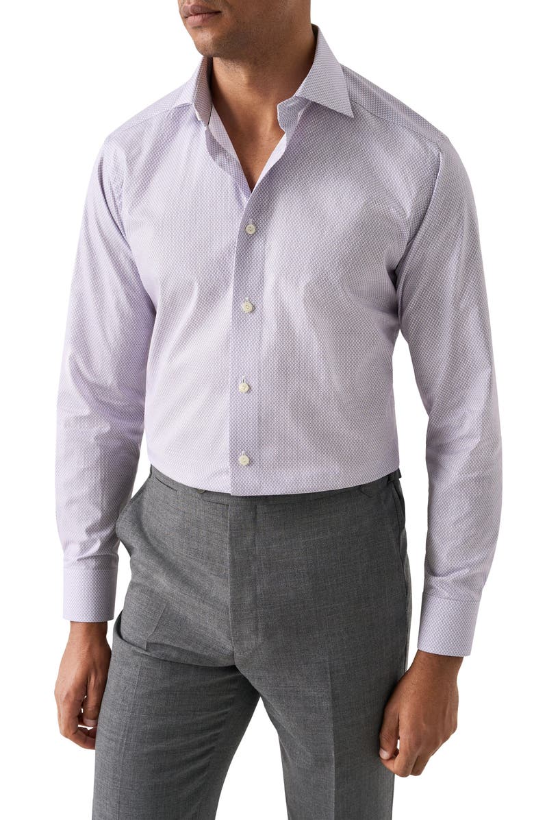 Eton Slim Fit Geometric Print Cotton Dress Shirt, Main, color, Pink