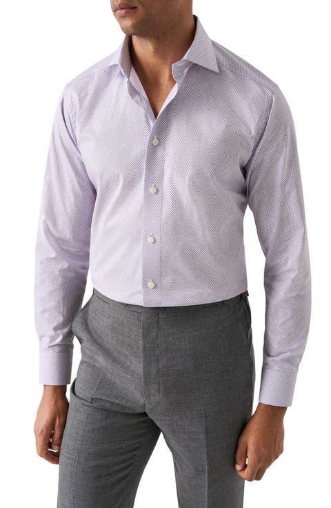 Slim Fit Geometric Print Cotton Dress Shirt