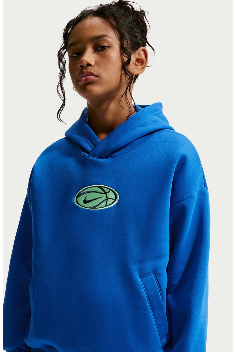 Kids' Nike Dri-FIT Graphic Hoodie, Alternate, color, GAME ROYAL/ ILLUSION GREEN