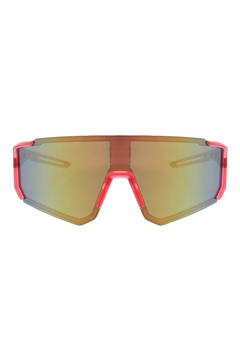 Semi Rim Polarized Shield Sunglasses, Main, color, CORAL / PINK