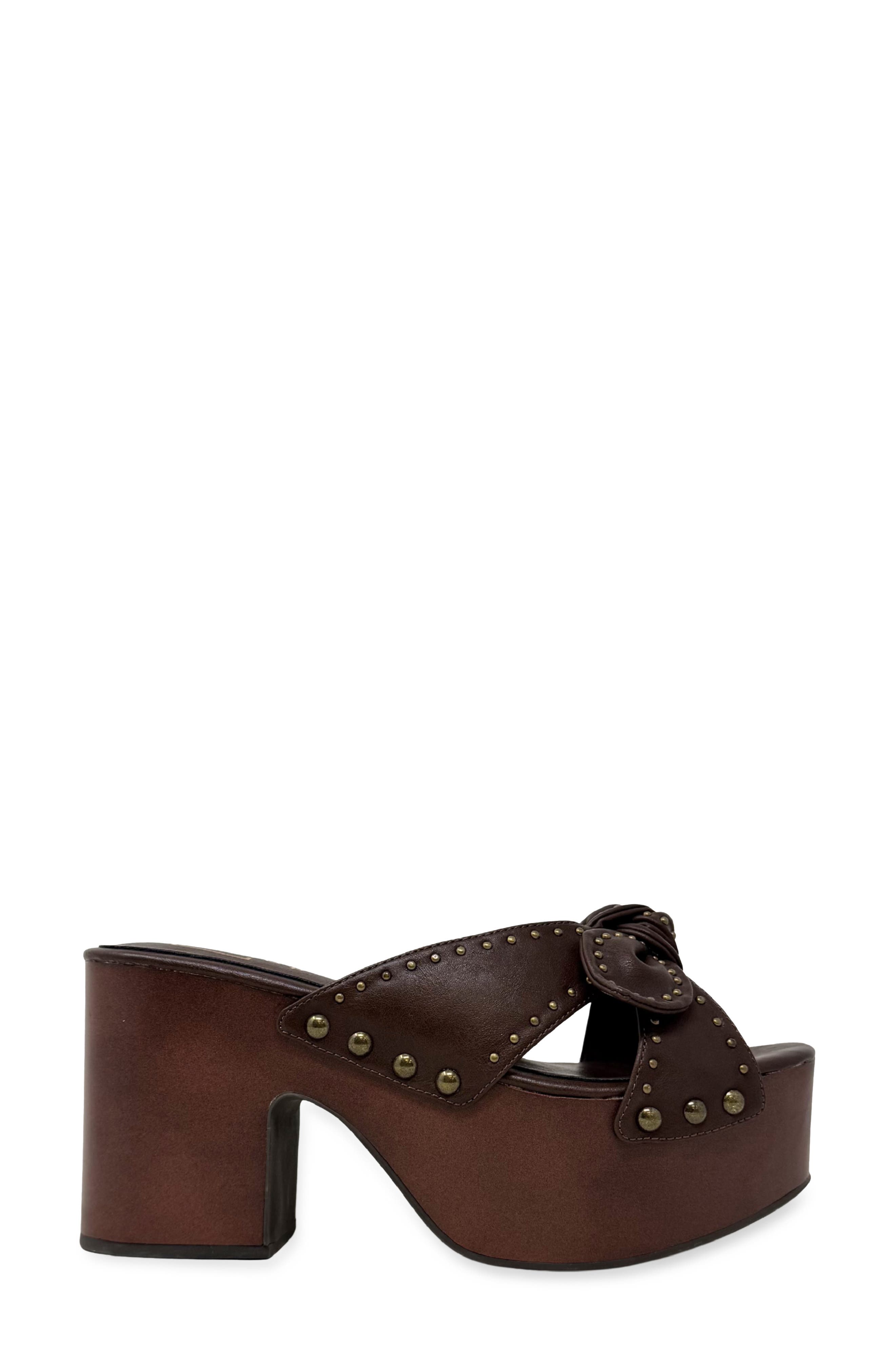 SHUSHOP Eliza Platform Slide Sandal, Alternate, color, Brown