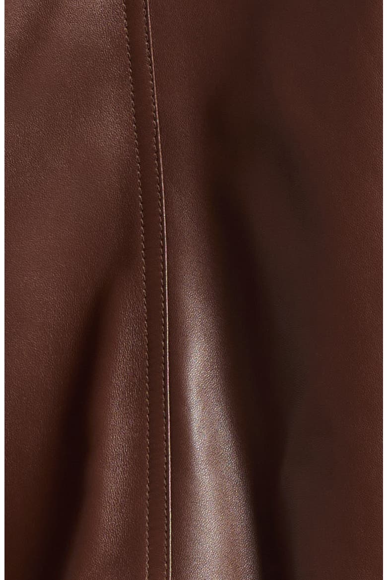 High Collar Leather Bomber Jacket, Alternate, color, 2135 CASTOR