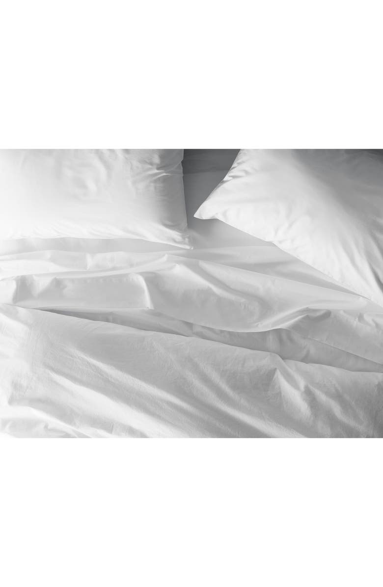 Coyuchi Crinkled Organic Cotton Percale Sheet Set, Alternate, color, Alpine White