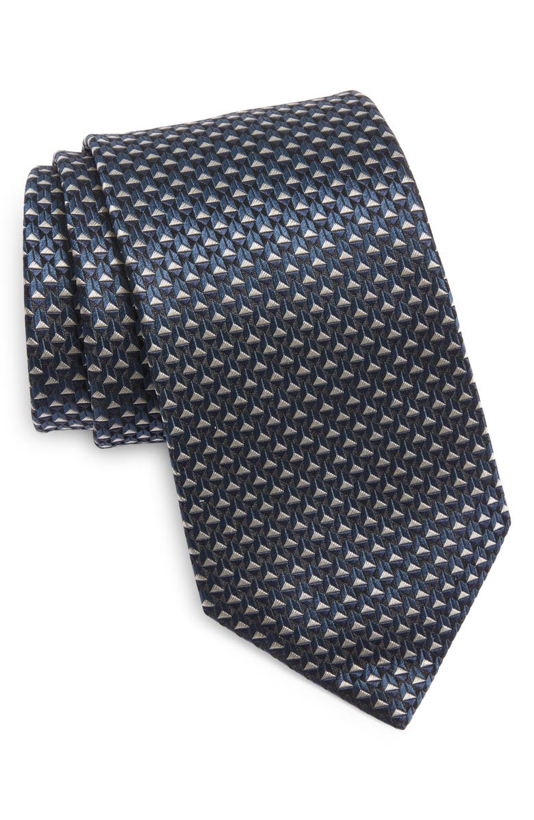 ZEGNA TIES Geometric Silk Jacquard Tie, Main, color, Darkblue