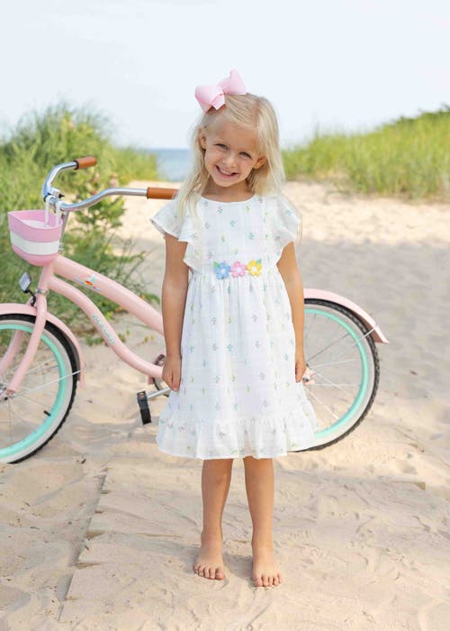Shop Florence Eiseman Textured Lawn Floral Printed Dress With Flowers In White/multicolor