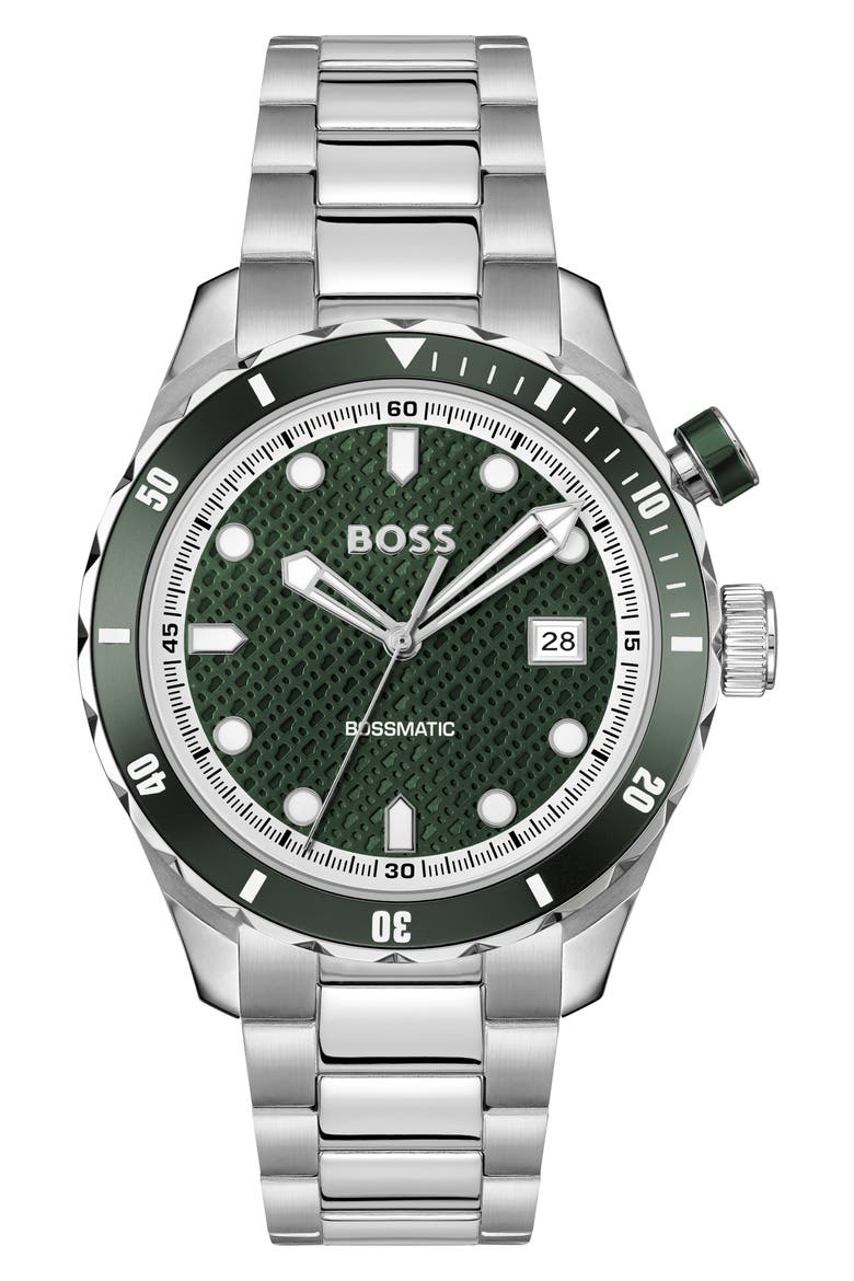 Bossmatic Bracelet Watch, 42mm, Main, color, GREEN DIAL