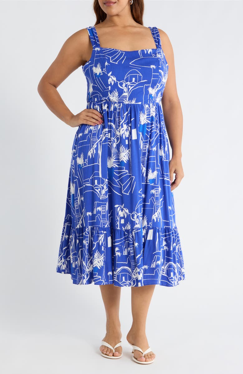 SUGARLIPS Mims Town Sunnyvale Midi Dress, Main, color, White Blue