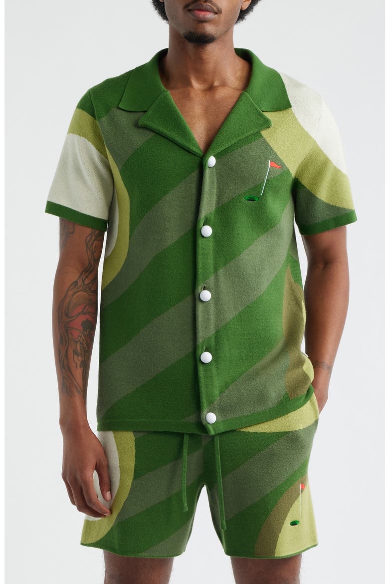 Golf Course Camp Shirt, Main, color, GREEN